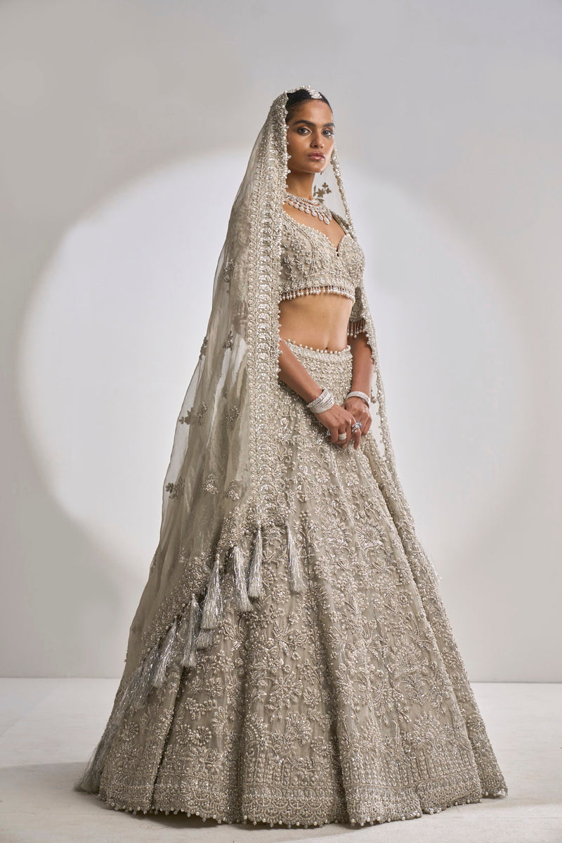 Silver Zardozi Lehenga Set