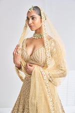 Gold Sequin Lehenga Set by Seema Gujral - Lotus Bloom Canada