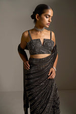 Black Crystal Saree by Seema Gujral - Lotus Bloom Canada