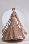 Rose Gold Three-Dimensional Lehenga Set by Seema Gujral - Lotus Bloom Canada