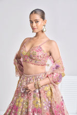 Multi-Coloured Floral Lehenga Set by Seema Gujral - Lotus Bloom Canada