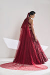 Maroon Sequin Lehenga Set by Seema Gujral - Lotus Bloom Canada