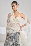 Black & White Pearl Lehenga Set by Seema Gujral - Lotus Bloom Canada