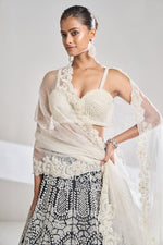 Black & White Pearl Lehenga Set by Seema Gujral - Lotus Bloom Canada