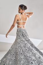 Black & White Pearl Lehenga Set by Seema Gujral - Lotus Bloom Canada