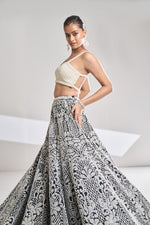 Black & White Pearl Lehenga Set by Seema Gujral - Lotus Bloom Canada