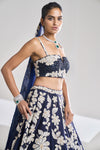 Navy Pearl Lehenga Set by Seema Gujral - Lotus Bloom Canada