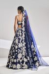 Navy Pearl Lehenga Set by Seema Gujral - Lotus Bloom Canada