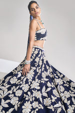 Navy Pearl Lehenga Set by Seema Gujral - Lotus Bloom Canada