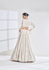 Nude cream abstract lehenga by Seema Gujral - Lotus Bloom Canada