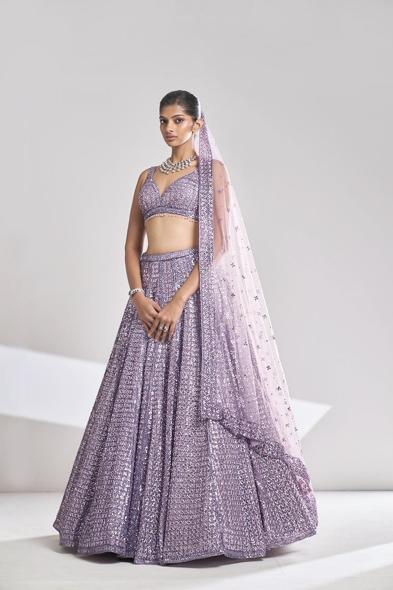 Mauve Tonal Sequin Lehenga Set