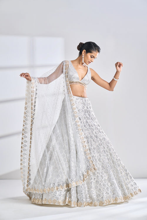 Silver Gold Lehenga Set