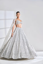 Silver Geometric Lehenga Set