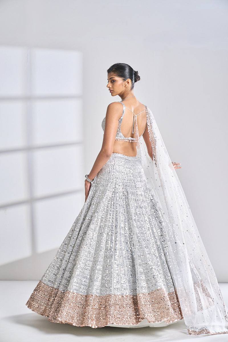 Silver Rose Gold Lehenga Set