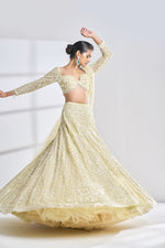 Lime Sequin Lehenga Set by Seema Gujral - Lotus Bloom Canada