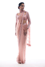 Rose Pink Saree by Seema Gujral - Lotus Bloom Canada