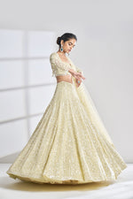 Lime Sequin Lehenga Set by Seema Gujral - Lotus Bloom Canada