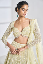 Lime Sequin Lehenga Set by Seema Gujral - Lotus Bloom Canada