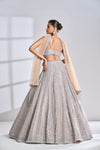 Coffee Silver Lehenga Set by Seema Gujral - Lotus Bloom Canada