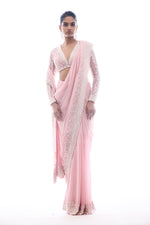 Pink Pearl Saree by Seema Gujral - Lotus Bloom Canada