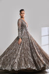Chocolate Brown Gown by Seema Gujral - Lotus Bloom Canada