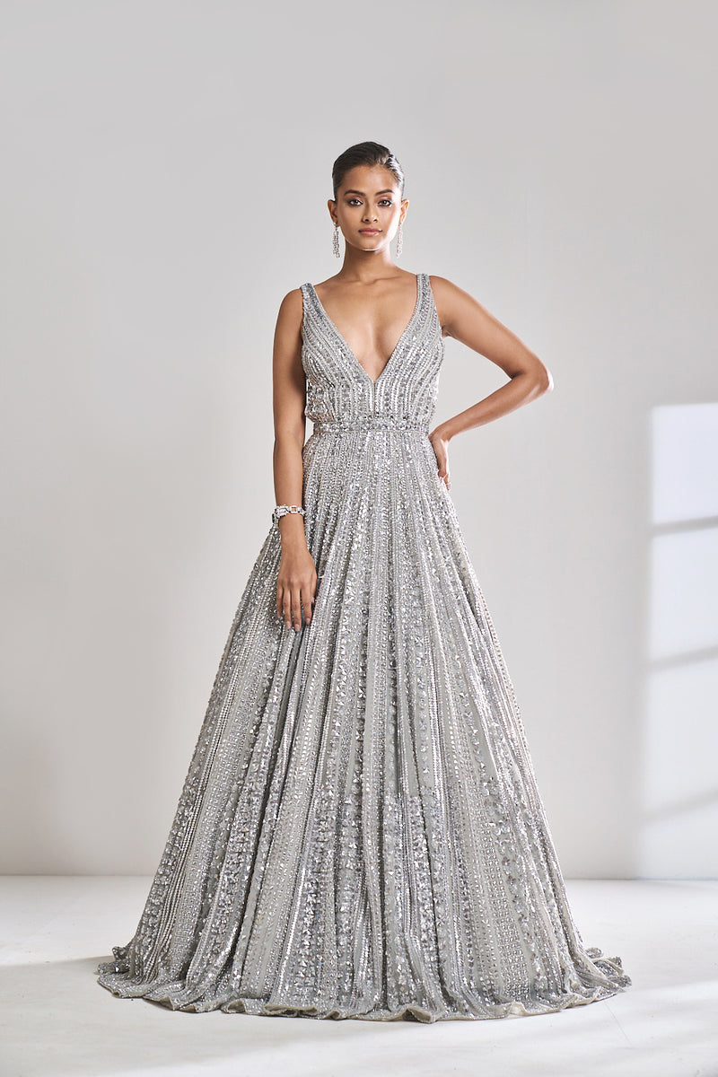 Silver Sequin Gown