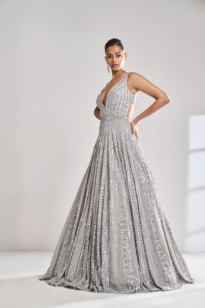 Silver Sequin Gown