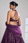 Burgundy Sequin Lehenga Set by Seema Gujral - Lotus Bloom Canada