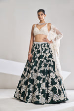 Bottle Green Pearl Lehenga Set by Seema Gujral - Lotus Bloom Canada