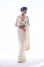 Ivory Sequin Saree by Seema Gujral - Lotus Bloom Canada