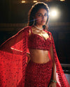 Red Sequin Lehenga Set