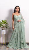 PEARL STRAP EMBROIDERED PANELLED ANARKALI WITH DUPATTA
