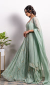 PEARL STRAP EMBROIDERED PANELLED ANARKALI WITH DUPATTA