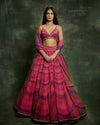 Red Waves Organza Lehenga