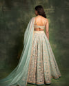 Jade and gold embroidered tulle lehenga