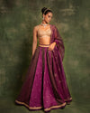 Purple Brocade Lehenga With Mirror Embroidery