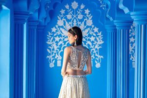 Ivory Lucknowi Lehenga with Heart Embroidered Blouse