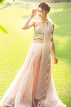 Baby peach organza lehenga