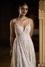 Mauve Pearl Gown by Seema Gujral at Lotus Bloom