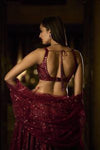 Deep Maroon Sequin Lehenga Set