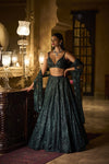 Emerald Green Lehenga Set by Seema Gujral - Lotus Bloom Canada