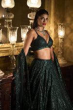 Emerald Green Lehenga Set by Seema Gujral - Lotus Bloom Canada