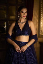 Cobalt Blue Sequin Lehenga Set SC 2039