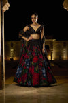 Black Multi-Coloured Lehenga Set