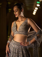 Grey Sequin Lehenga Set