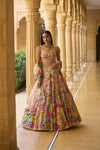 Multi - Coloured Floral Lehenga Set