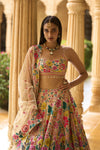 Multi - Coloured Floral Lehenga Set