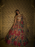 Gold Multi-Coloured Floral Lehenga Set