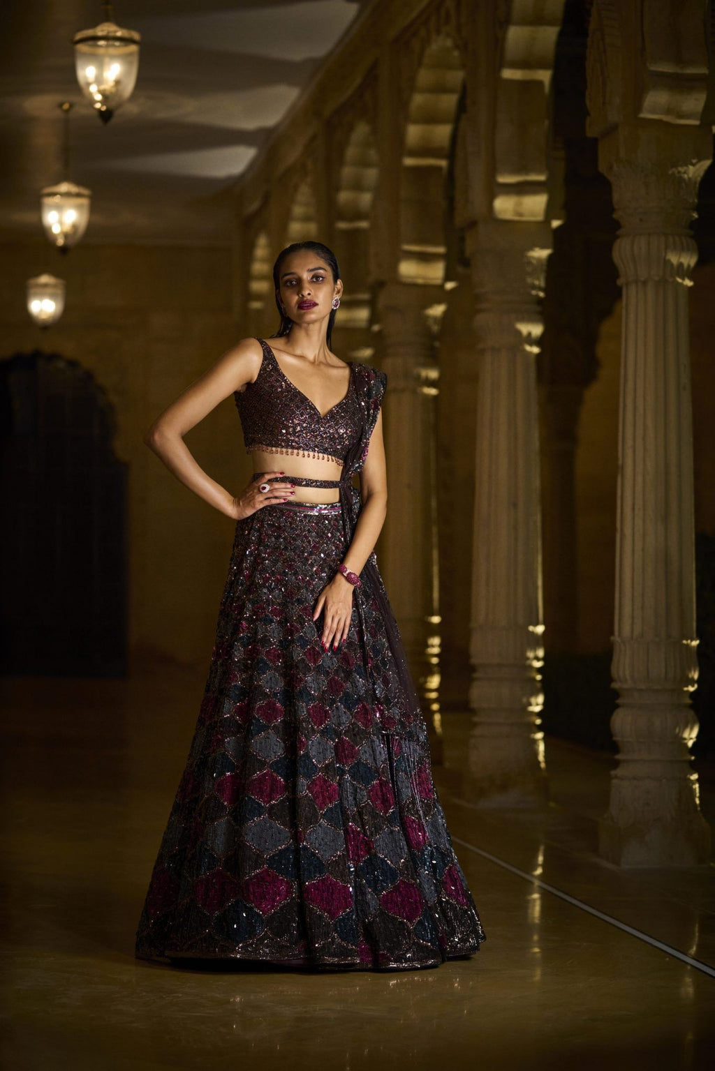 Black Sequin Lehenga Set – Seema Gujral