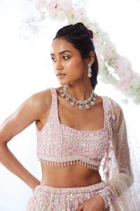 Nude Floral Lehenga Set